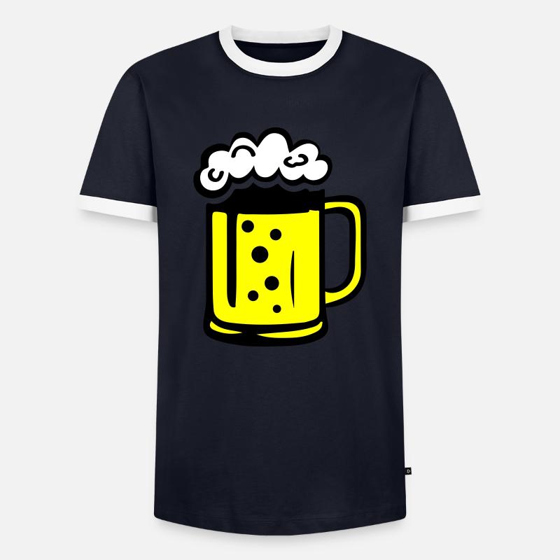 Bier Comic - Männer Kontrast-T-Shirt - Navy/Weiß 