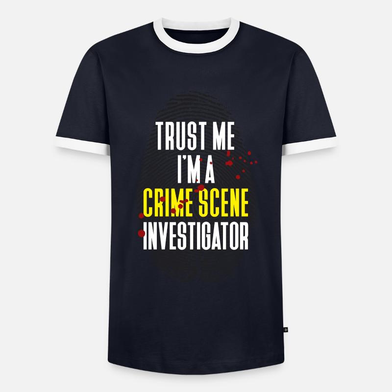 Securing traces - Kripo Polizei Kriminaltechnik - Men's Ringer Shirt - navy/white