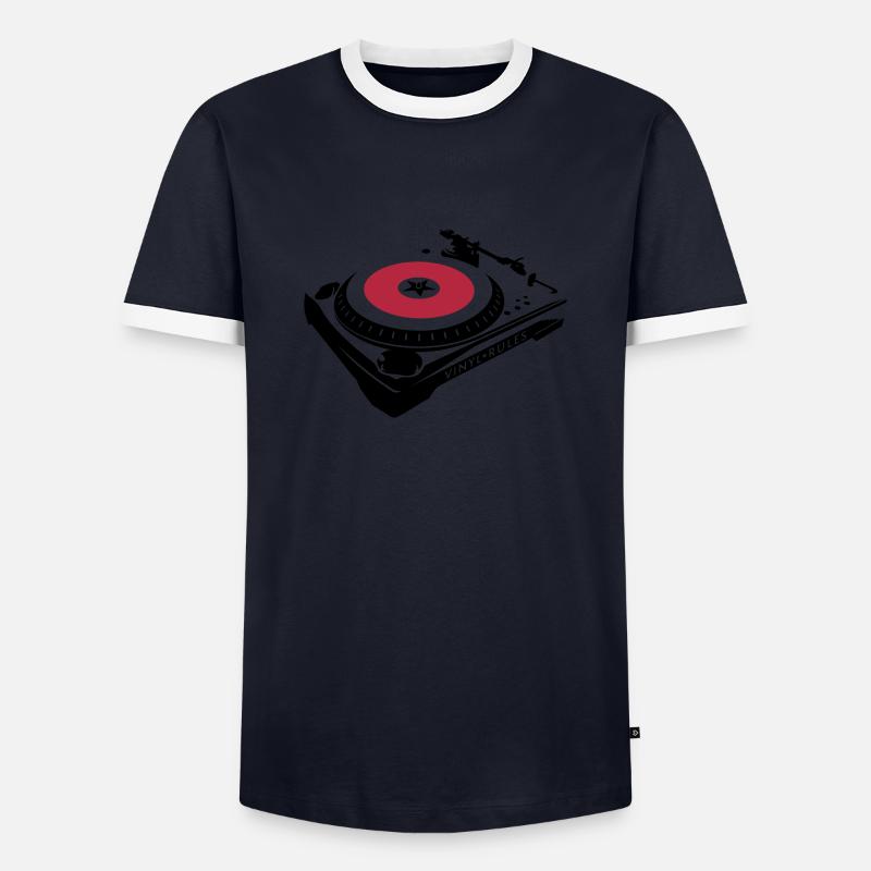 VINYL RULES - Männer Kontrast-T-Shirt - Navy/Weiß