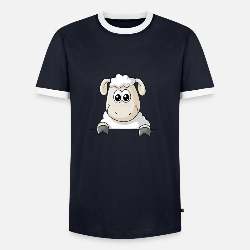 Schaf Comic - Männer Kontrast-T-Shirt - Navy/Weiß 