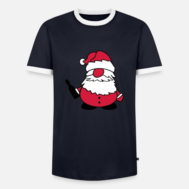 weihnachtsmann mit bier - Männer Kontrast-T-Shirt - Navy/Weiß