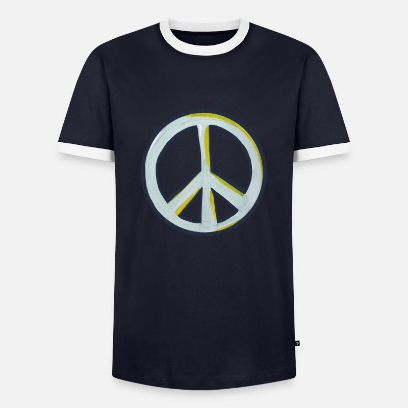 Friede - Männer Kontrast-T-Shirt - Navy/Weiß