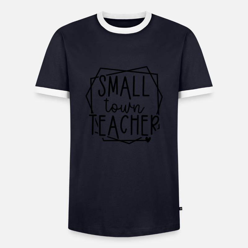 Kleinstadtlehrer Herzgrafik für Pädagogen - Männer Kontrast-T-Shirt - Navy/Weiß 