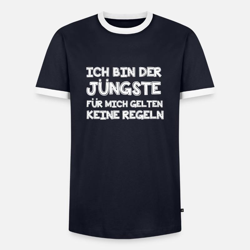 Ich bin der Jüngste - Männer Kontrast-T-Shirt - Navy/Weiß 