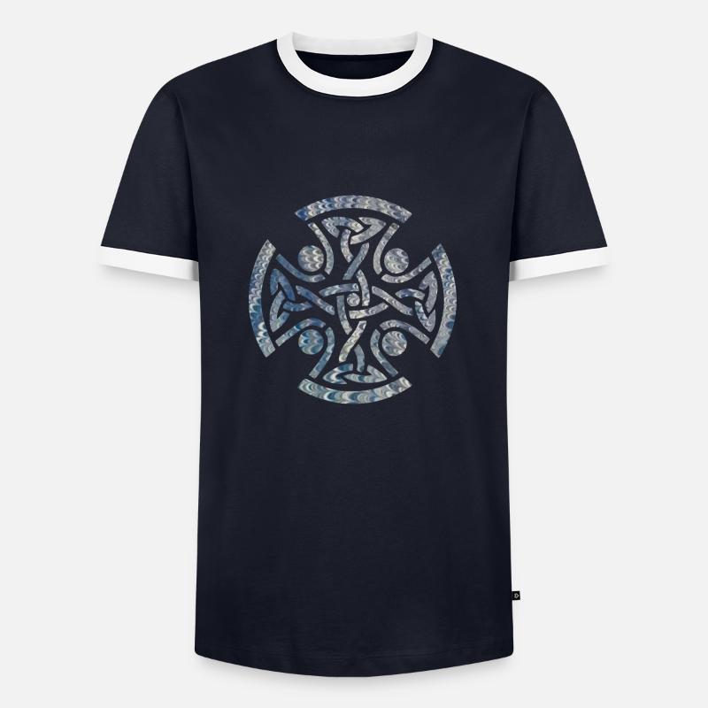 Celtic knot 11 e 119 - Men's Ringer Shirt - navy/white 
