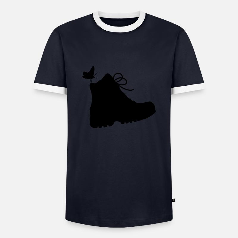 Wanderschuh - Männer Kontrast-T-Shirt - Navy/Weiß