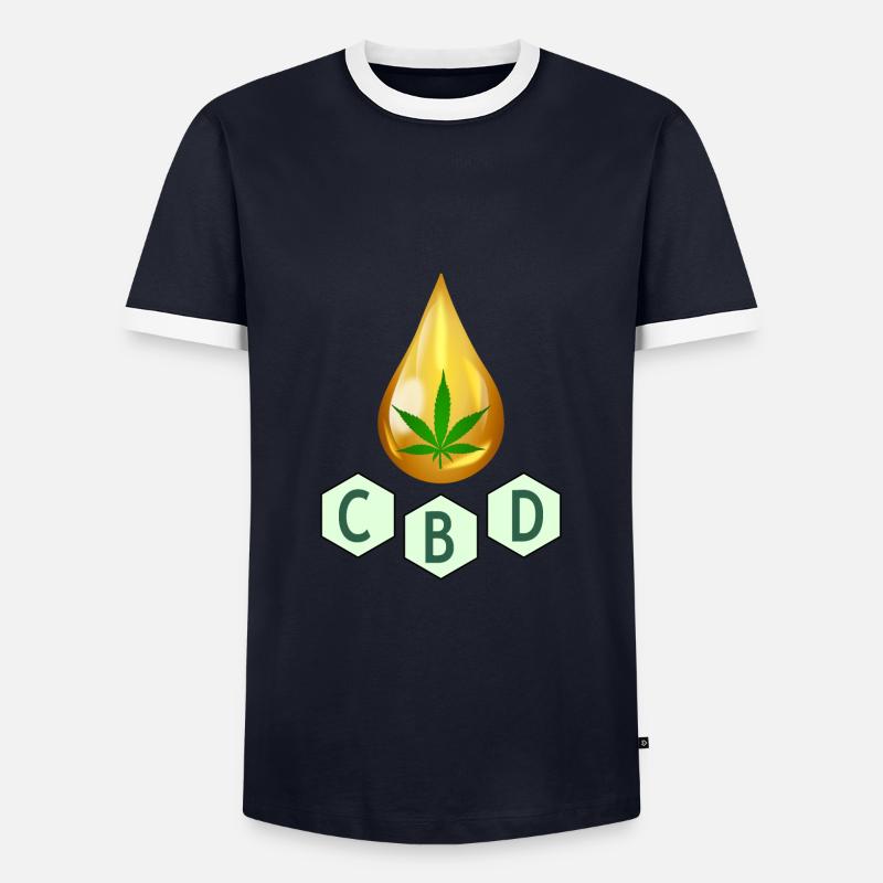 CBD Öl - Männer Kontrast-T-Shirt - Navy/Weiß 