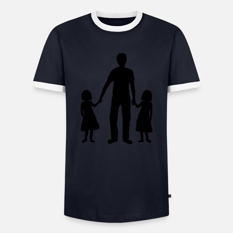 Father 2 daughters - Men's Ringer Shirt - navy/white