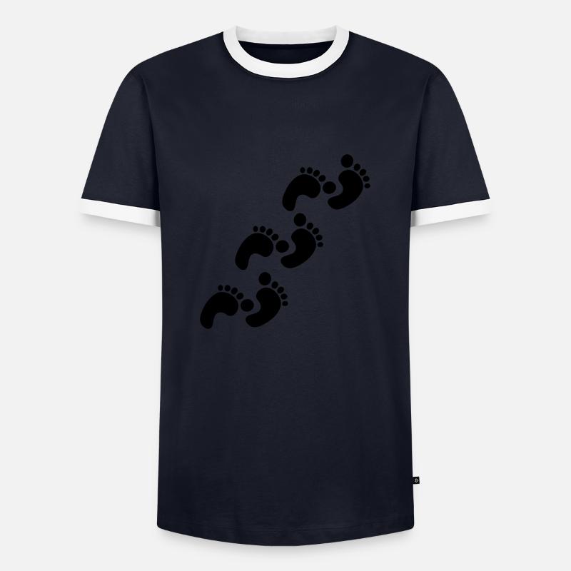 footprints - Men's Ringer Shirt - navy/white