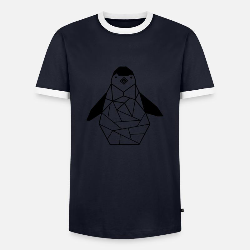 Pinguin - Männer Kontrast-T-Shirt - Navy/Weiß 