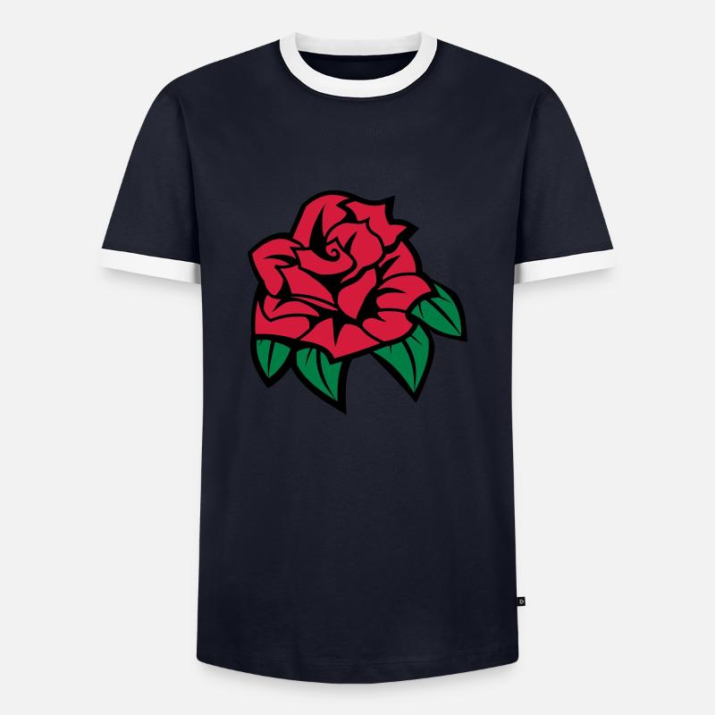 rose - Männer Kontrast-T-Shirt - Navy/Weiß 