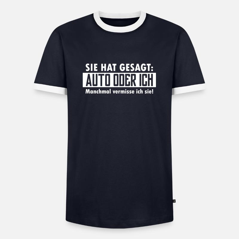 auto oder ich - Männer Kontrast-T-Shirt - Navy/Weiß