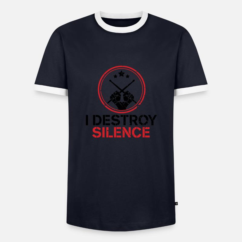 Percussion batteur Drumsticks Percussion - T-shirt contrasté Homme - marine/blanc 