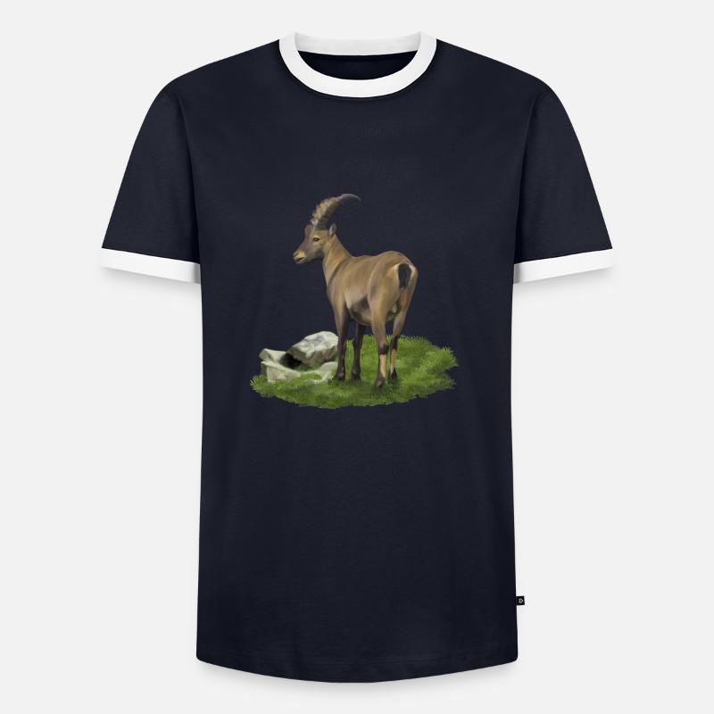 Steinbock - Männer Kontrast-T-Shirt - Navy/Weiß 