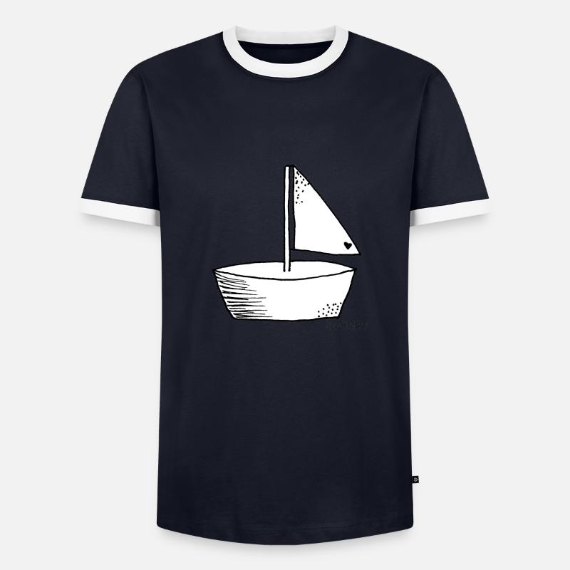 Mimosarella - Schiffchen - Männer Kontrast-T-Shirt - Navy/Weiß