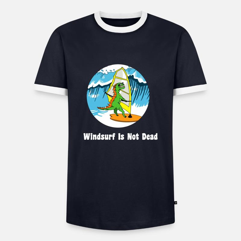 Wave coaster white - Men's Ringer Shirt - navy/white 