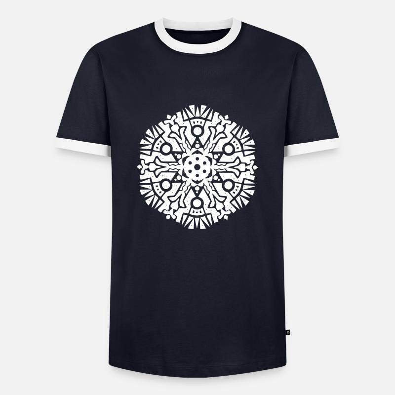 Mandala Maya Pattern - Men's Ringer Shirt - navy/white 