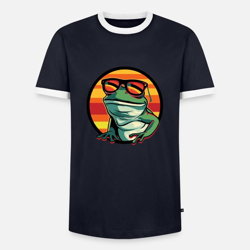 Frog Cool Comic - Men's Ringer Shirt - navy/white 