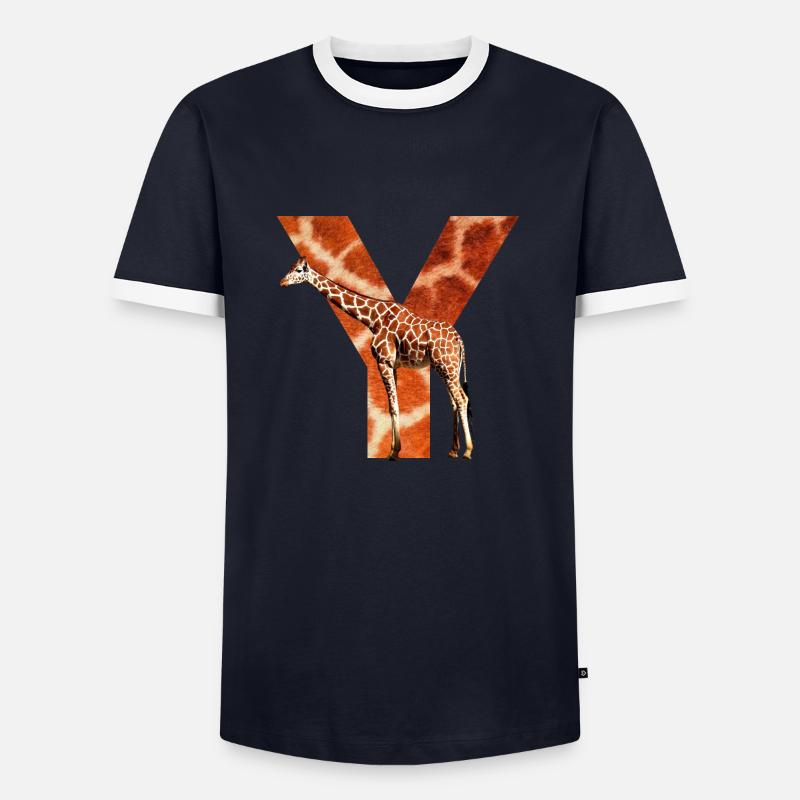 giraffe y - Männer Kontrast-T-Shirt - Navy/Weiß 