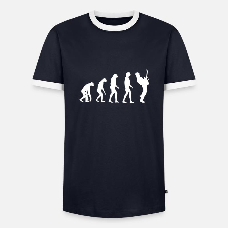 Guitar Player Evolution - Männer Kontrast-T-Shirt - Navy/Weiß 