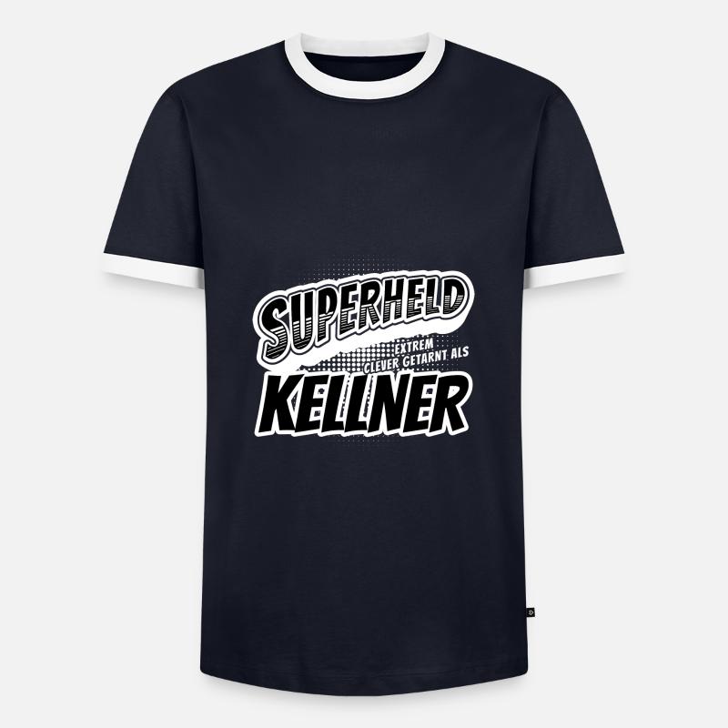 Superheld, clever getarnt als Kellner - Männer Kontrast-T-Shirt - Navy/Weiß 