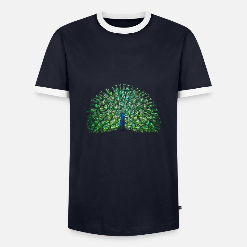 peacock - Men's Ringer Shirt - navy/white 