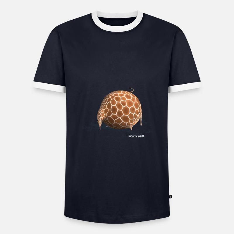 Rollin' Wild - Giraffe drinking - Männer Kontrast-T-Shirt - Navy/Weiß