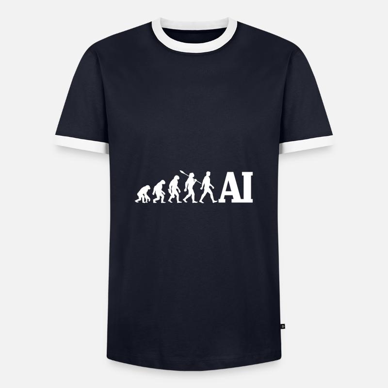 Evolution - Artificial Intelligence - AI - Männer Kontrast-T-Shirt - Navy/Weiß