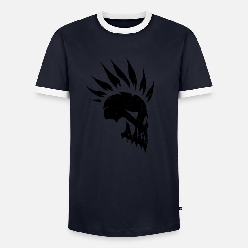 Mowhawk Skull - Men's Ringer Shirt - navy/white 