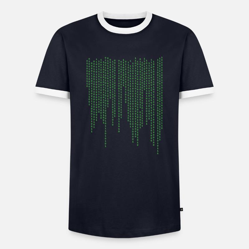 Binary rain - Men's Ringer Shirt - navy/white 