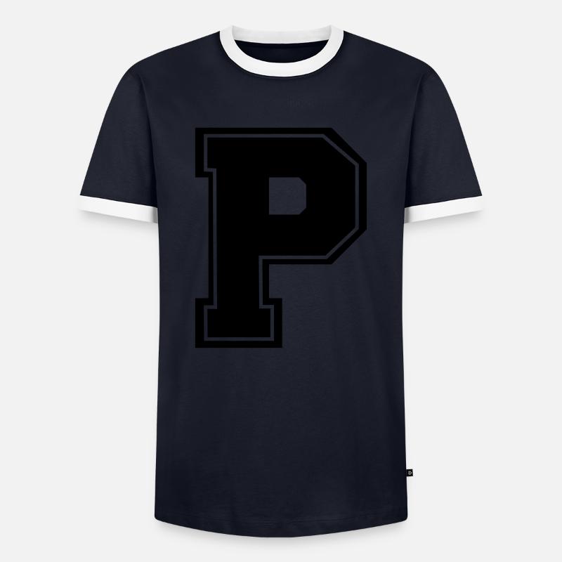 p - Männer Kontrast-T-Shirt - Navy/Weiß