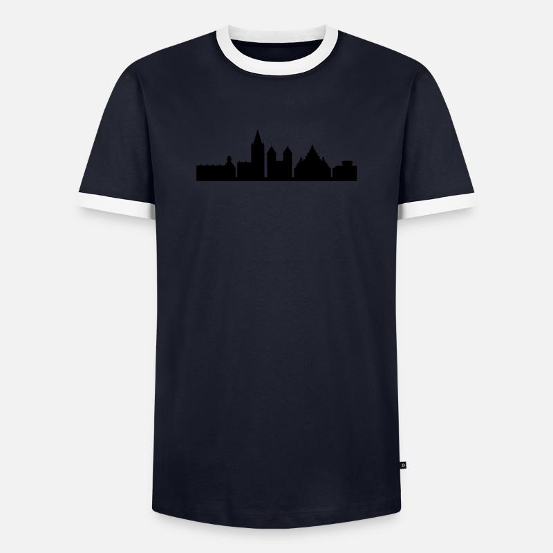 Paderbron Skyline schwarz - Männer Kontrast-T-Shirt - Navy/Weiß 