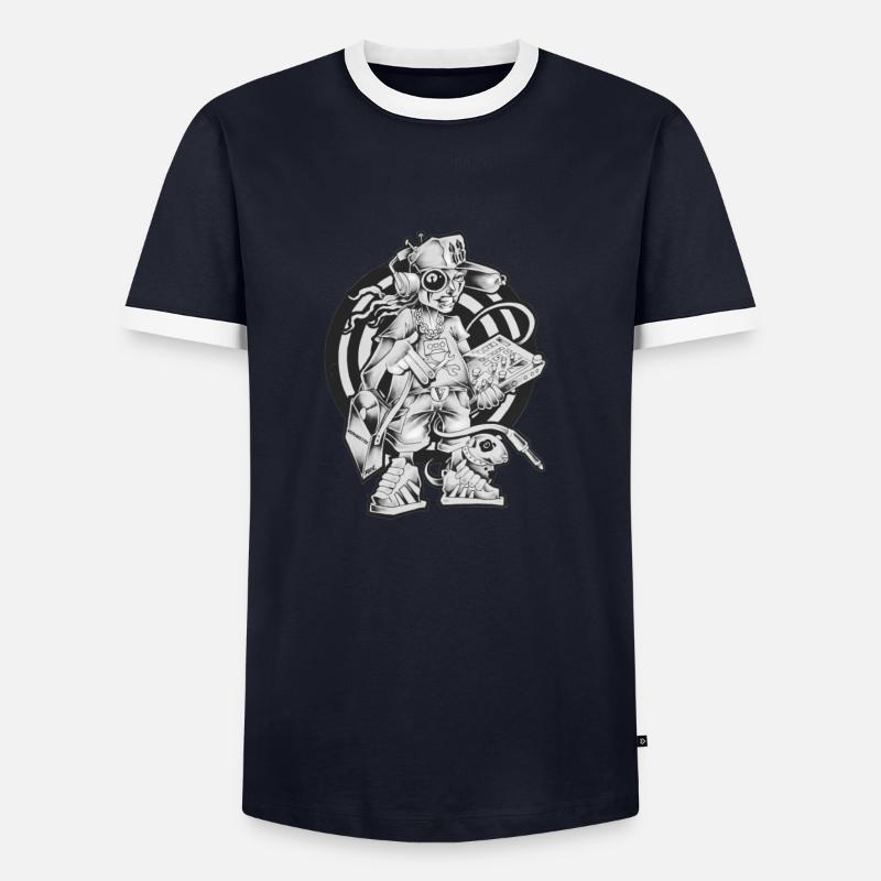 MAX korgeux - Männer Kontrast-T-Shirt - Navy/Weiß 