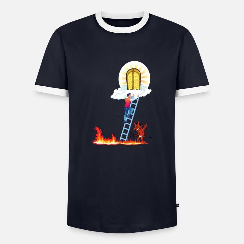 Himmel oder Hölle - Männer Kontrast-T-Shirt - Navy/Weiß