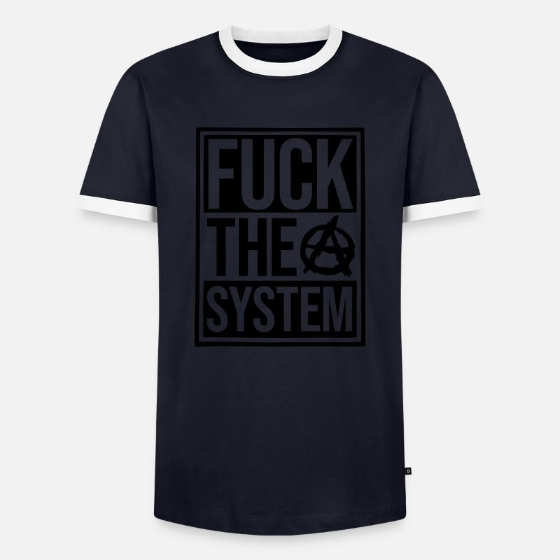 Texte baise le système - T-shirt contrasté Homme - marine/blanc 