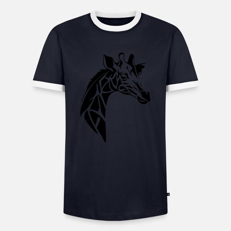 giraffe - Männer Kontrast-T-Shirt - Navy/Weiß