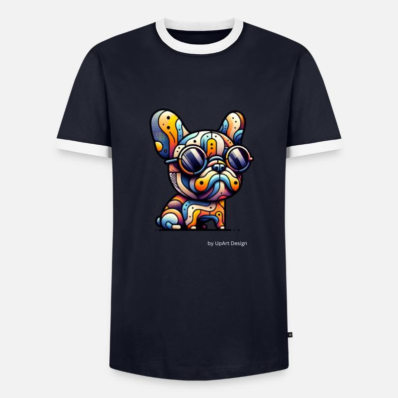 Frenchie Summer - Männer Kontrast-T-Shirt - Navy/Weiß 