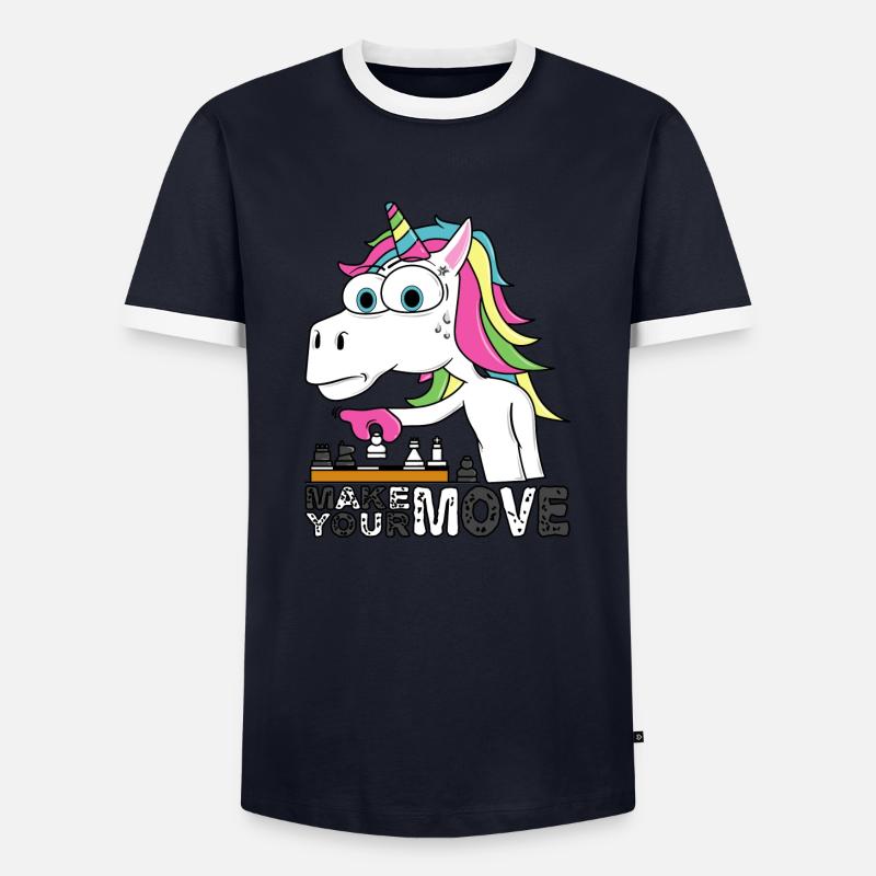 Chess - Make your Move - Men's Ringer Shirt - navy/white 
