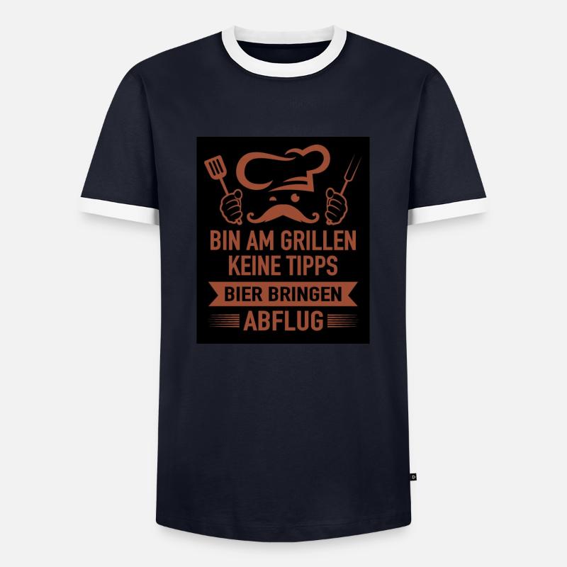 Grillsaison - Männer Kontrast-T-Shirt - Navy/Weiß 