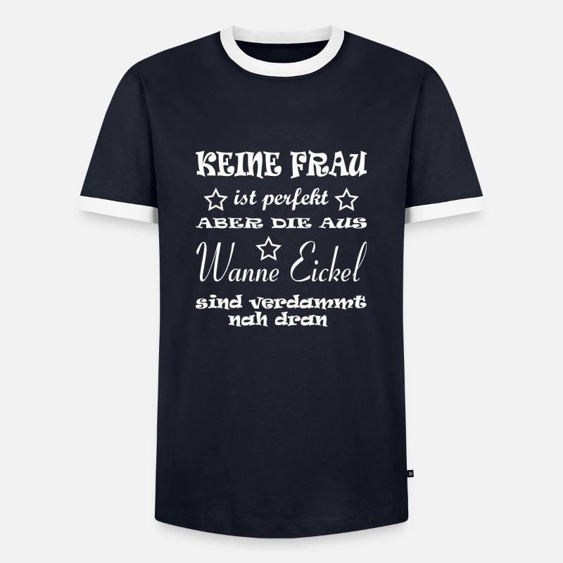PF Wanne Eickel - Männer Kontrast-T-Shirt - Navy/Weiß
