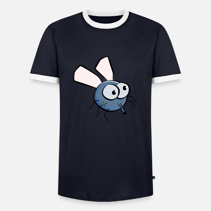 Bizzy, die Fliege. - Männer Kontrast-T-Shirt - Navy/Weiß 