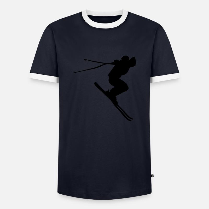 skiing, skier - Men's Ringer Shirt - navy/white 