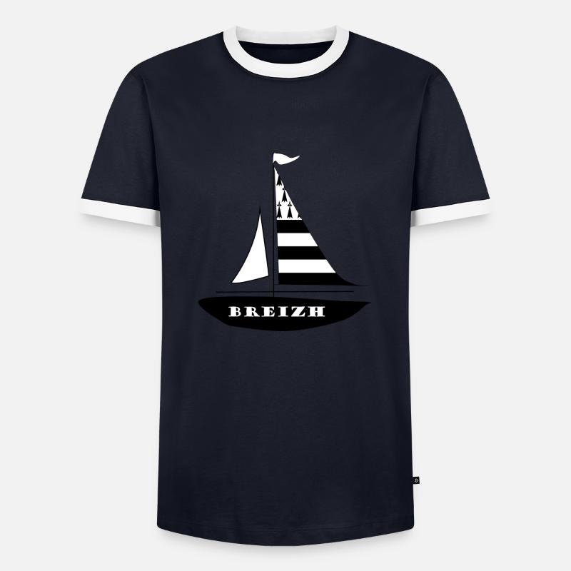 Breizh Boot - Männer Kontrast-T-Shirt - Navy/Weiß 