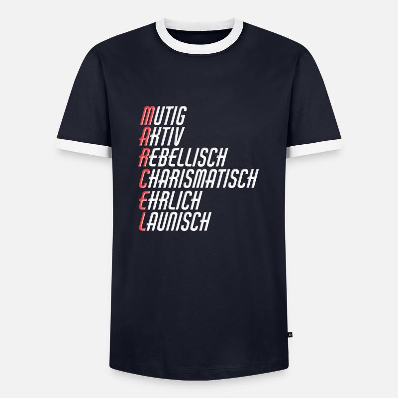 Marcel - Männer Kontrast-T-Shirt - Navy/Weiß 
