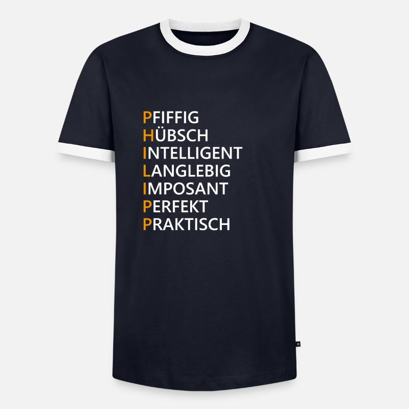 Philipp - Männer Kontrast-T-Shirt - Navy/Weiß
