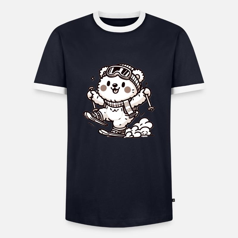 Cute Skier Bear - Männer Kontrast-T-Shirt - Navy/Weiß 