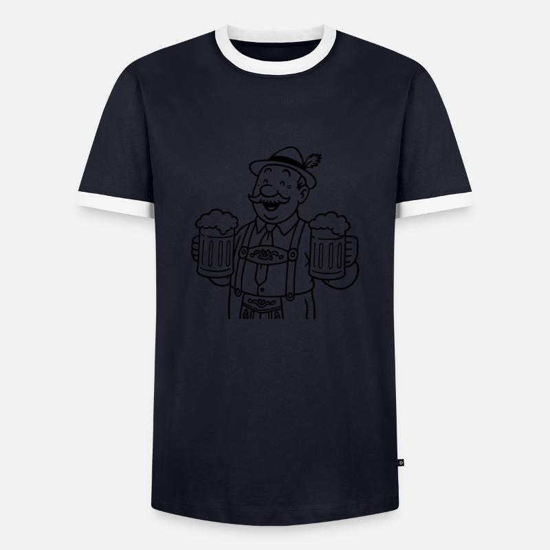 Mr Bier - Men's Ringer Shirt - navy/white 
