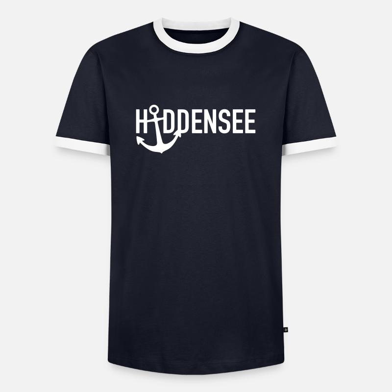 Hiddensee mein Anker - Männer Kontrast-T-Shirt - Navy/Weiß 