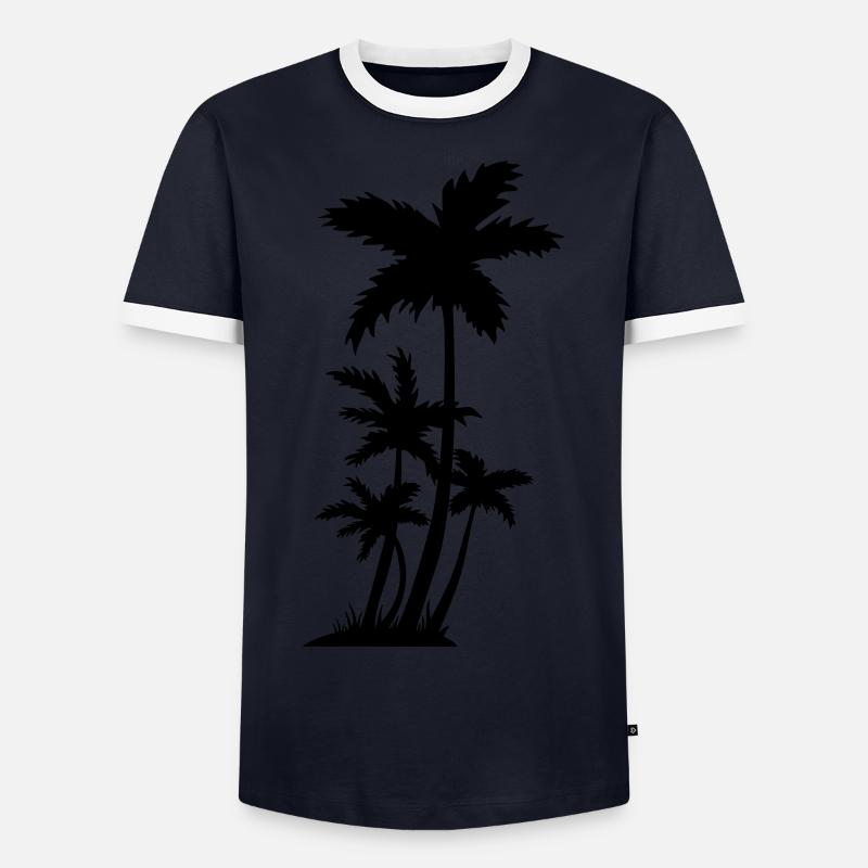 palm trees - Men's Ringer Shirt - navy/white