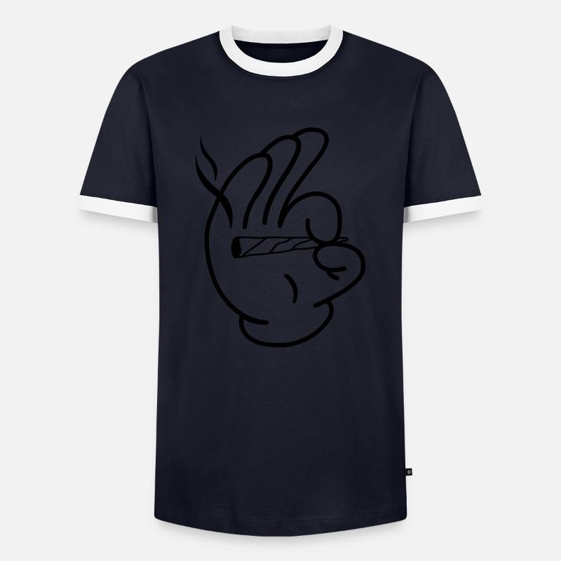 smoking_weed_01 - Men's Ringer Shirt - navy/white 